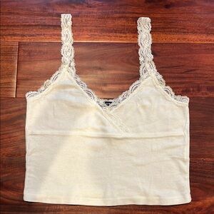 Brandy Melville Cream Fitted Crop Camisole